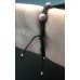 ARMBAND geknoopt ZWART met ROZE 3D kralen 